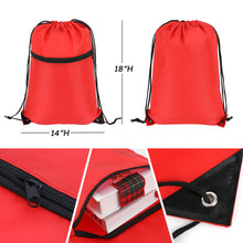 Load image into Gallery viewer, 100 Packed Drawstring Backpack With Zipper Pocket 14&quot;x18&quot;
