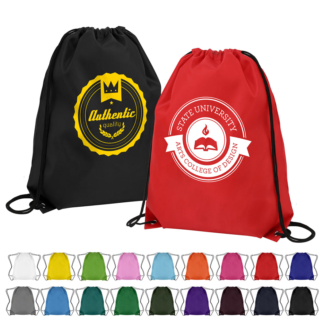 100 Packed Classic Polyester Drawstring Backpack 14