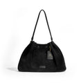 Suede Drawstring Shoulder & Crossbody Black Bag