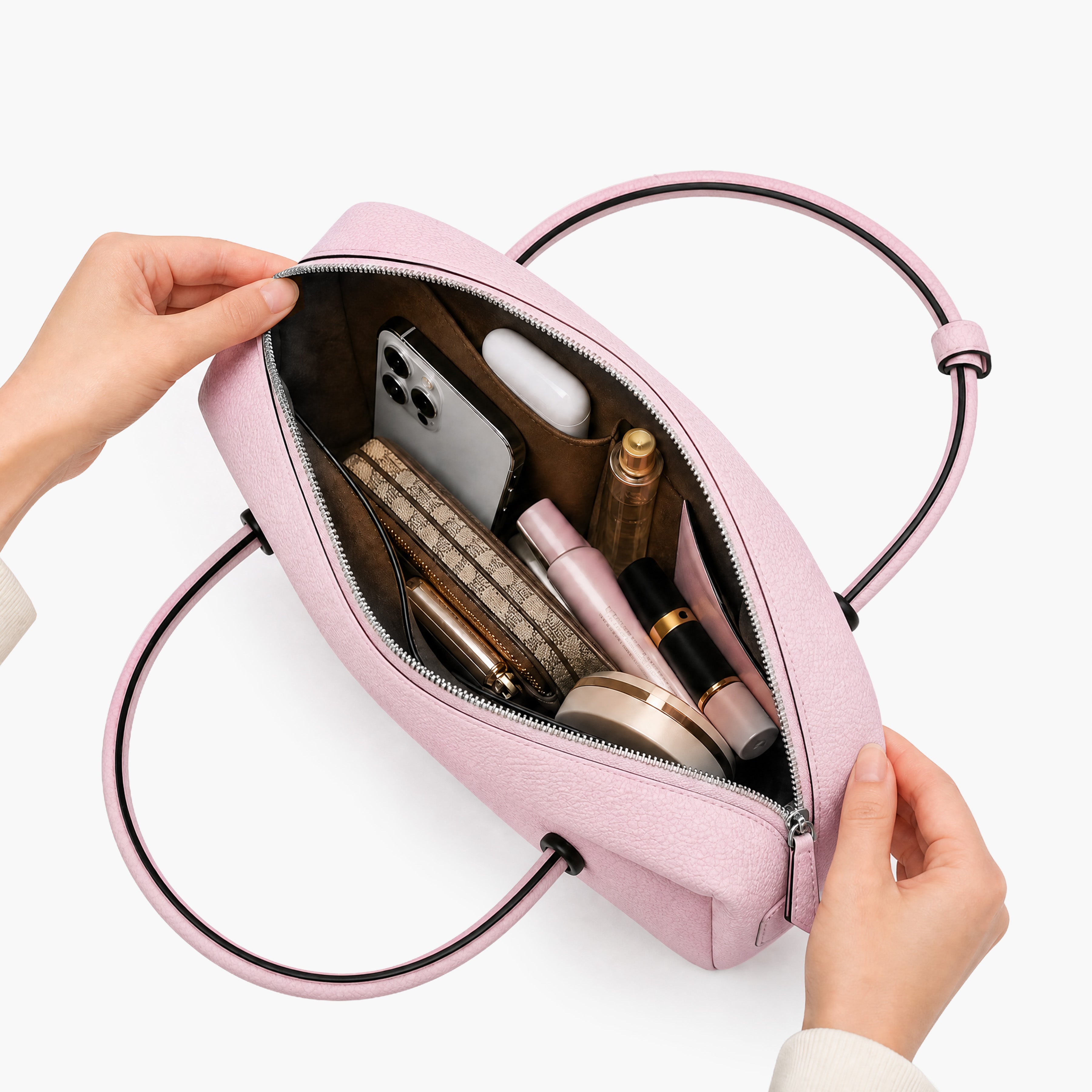 Suede Cut-Out Handle Tote Bag 3