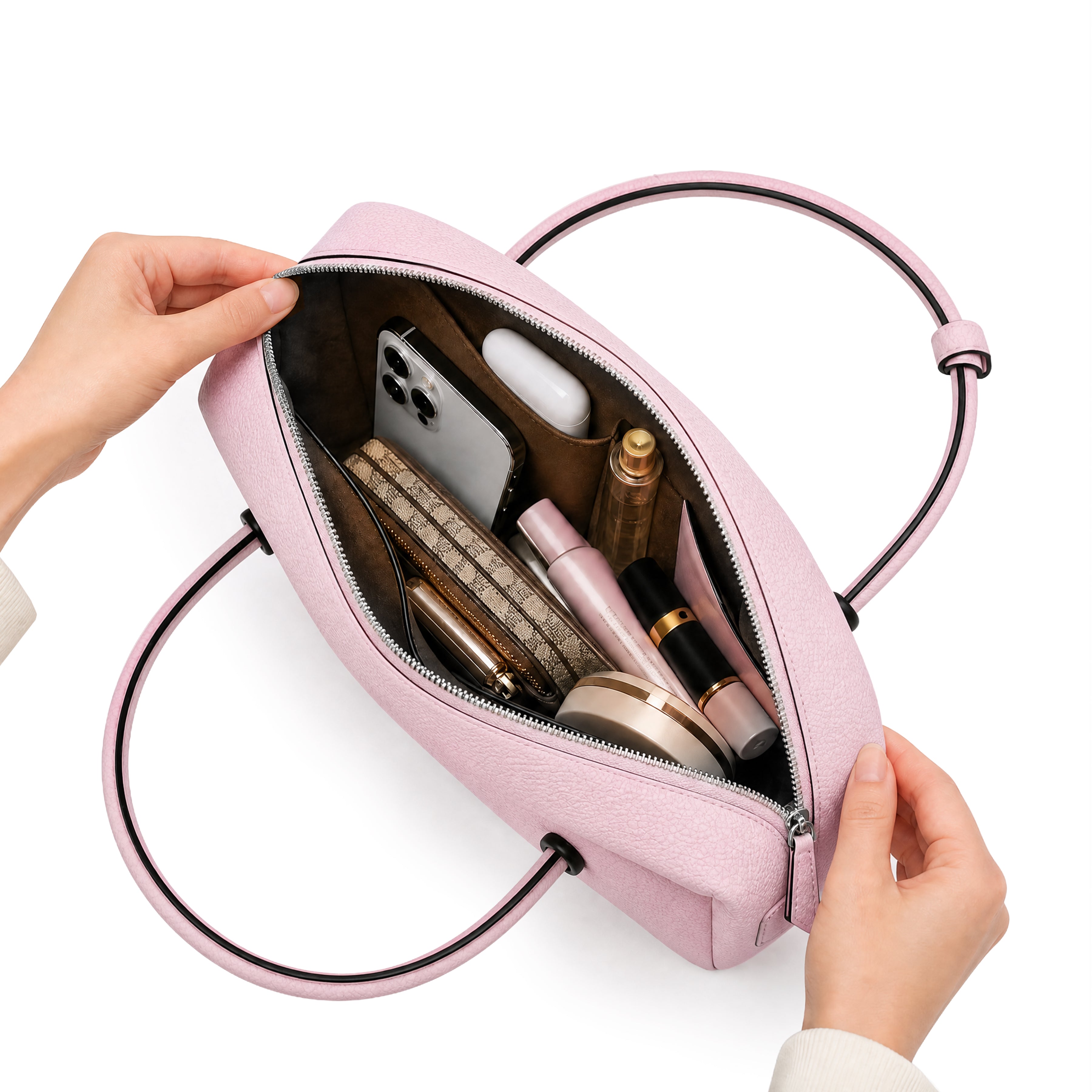 Suede Cut-Out Handle Tote Bag 2