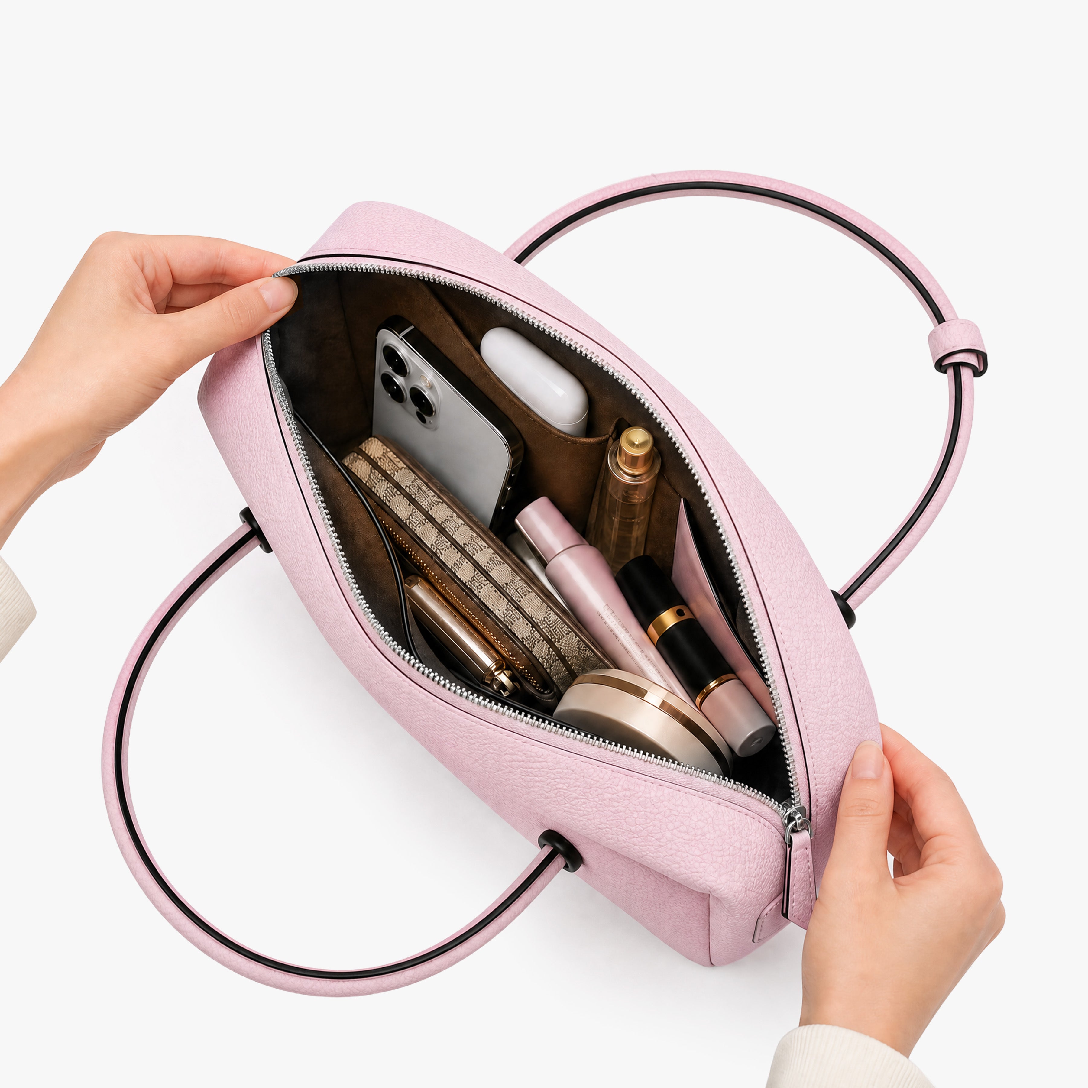 Suede Cut-Out Handle Tote Bag 66
