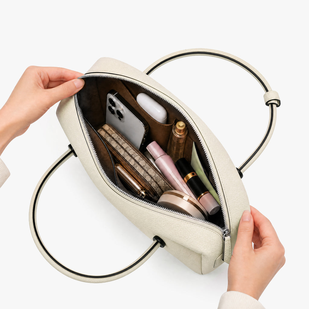 Suede Cut-Out Handle Tote Bag 2-1