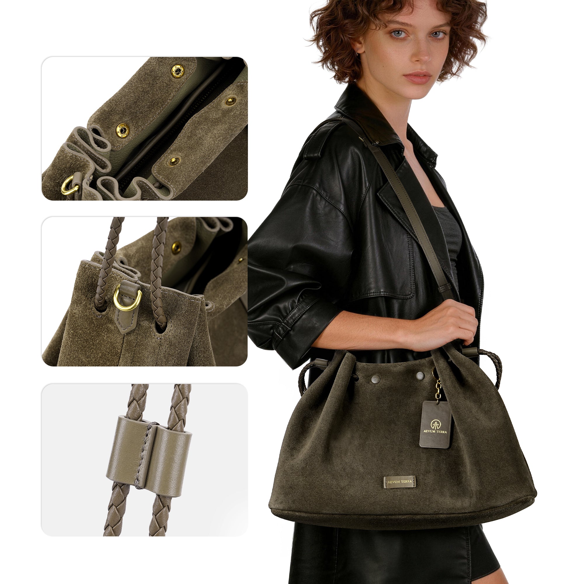 Suede Drawstring Shoulder & Crossbody Bag