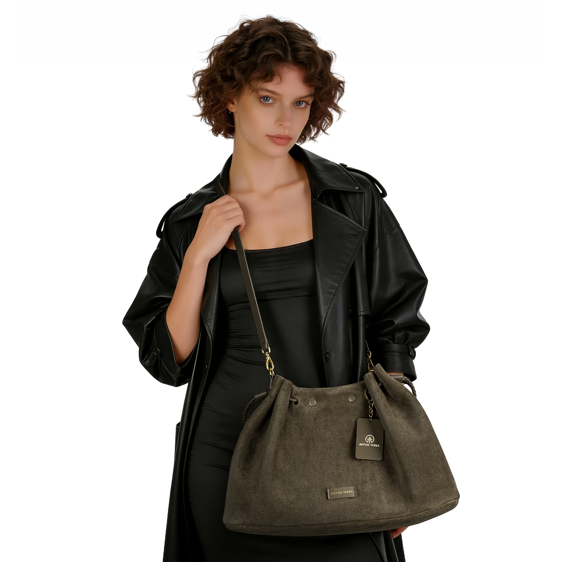 Suede Drawstring Shoulder & Crossbody Bag