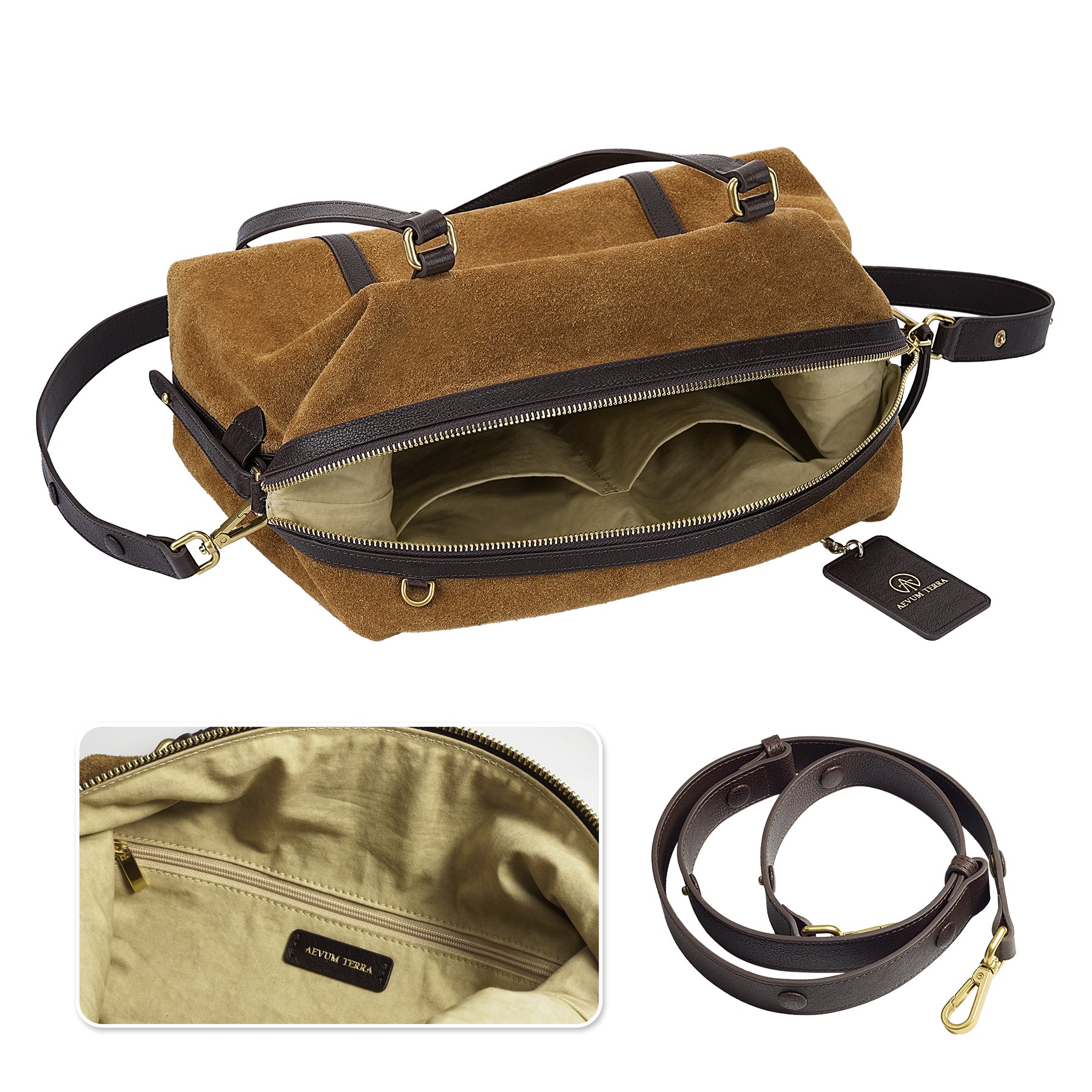 Premium Natural Cowhide Suede Briefcase