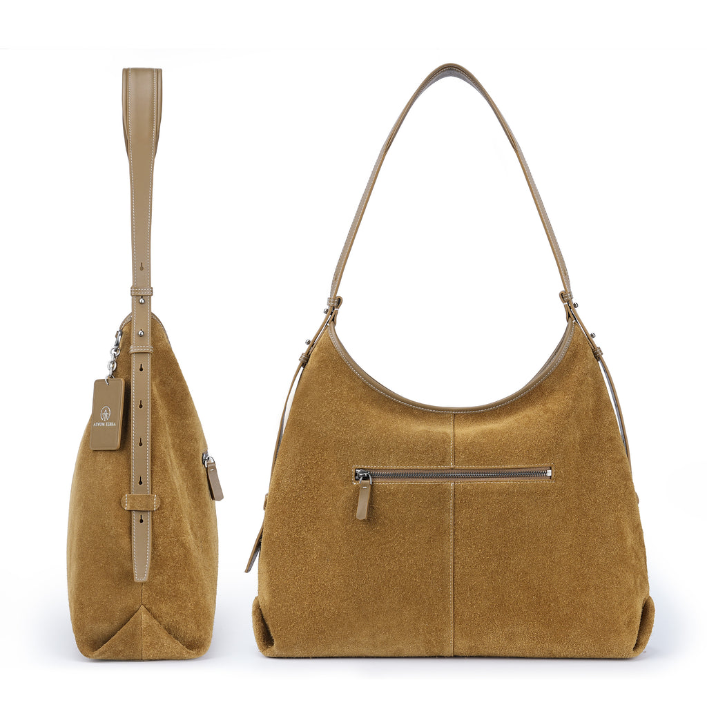 Suede Cut-Out Handle Tote Bag