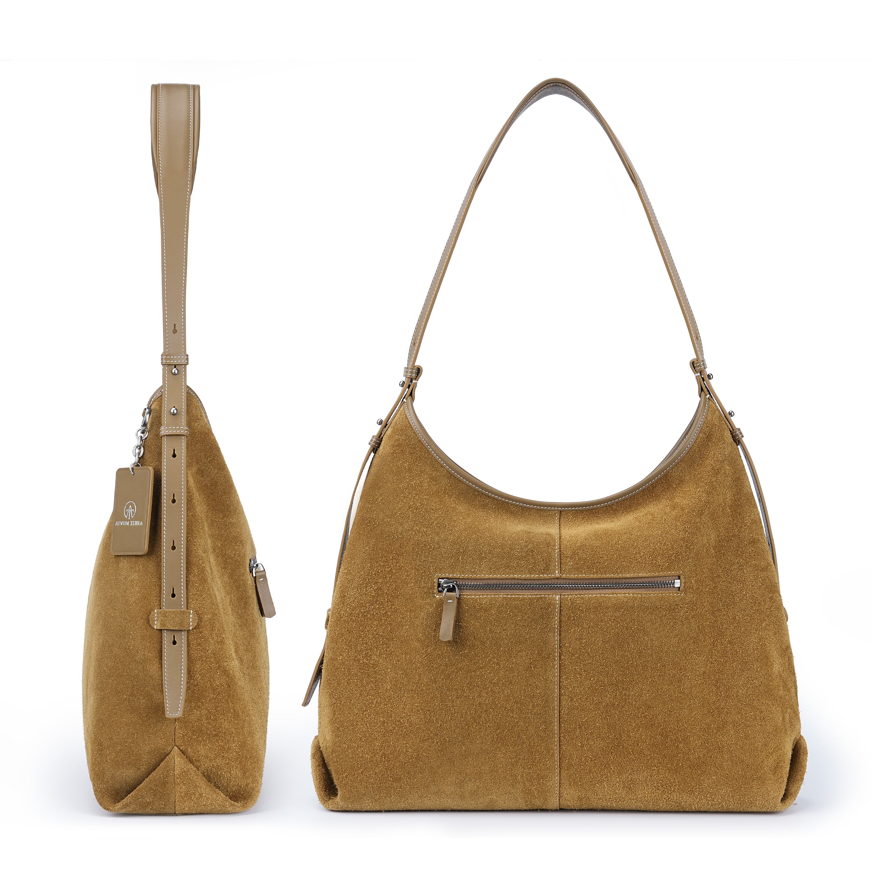 Suede Cut-Out Handle Tote Bag