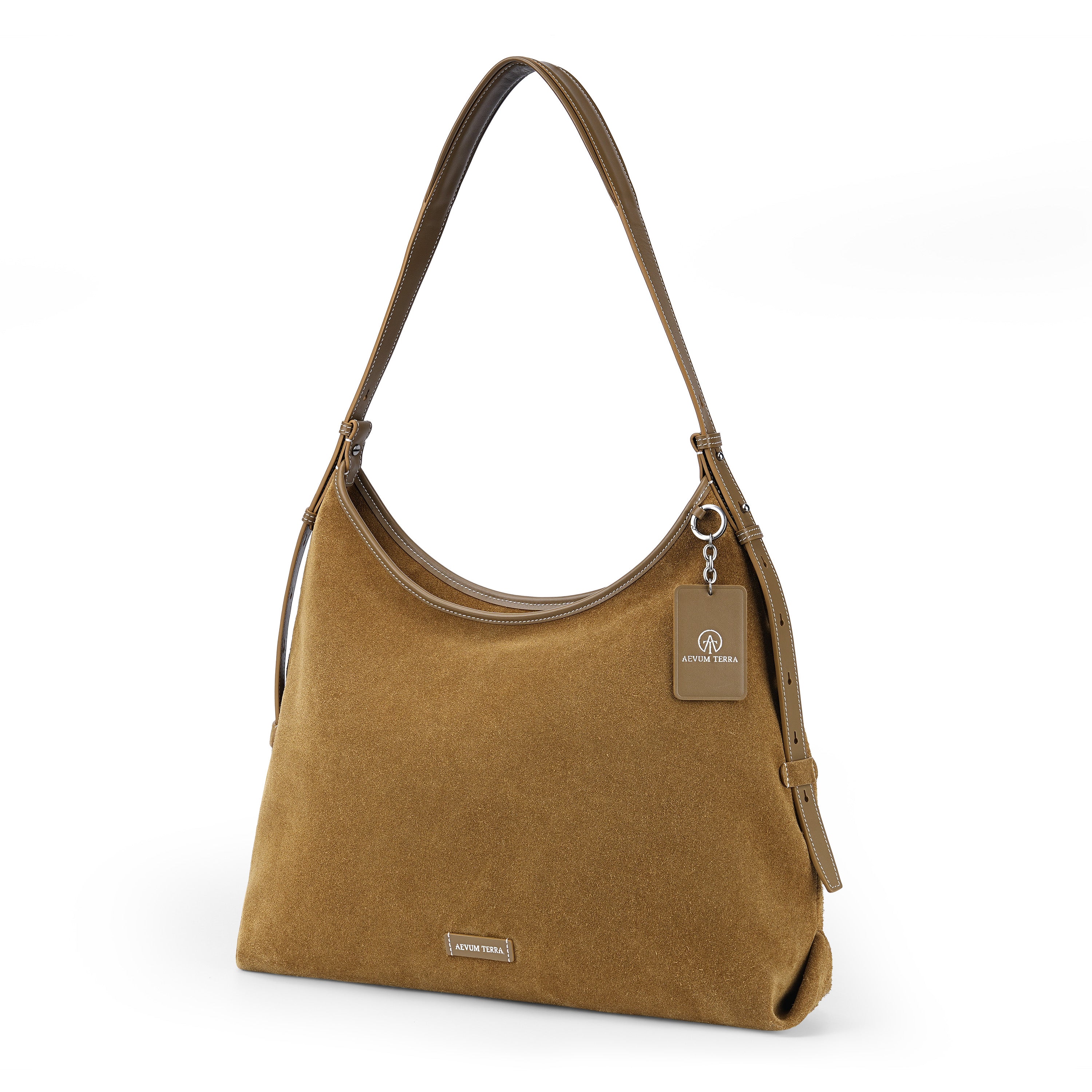 Suede Cut-Out Handle Tote Bag