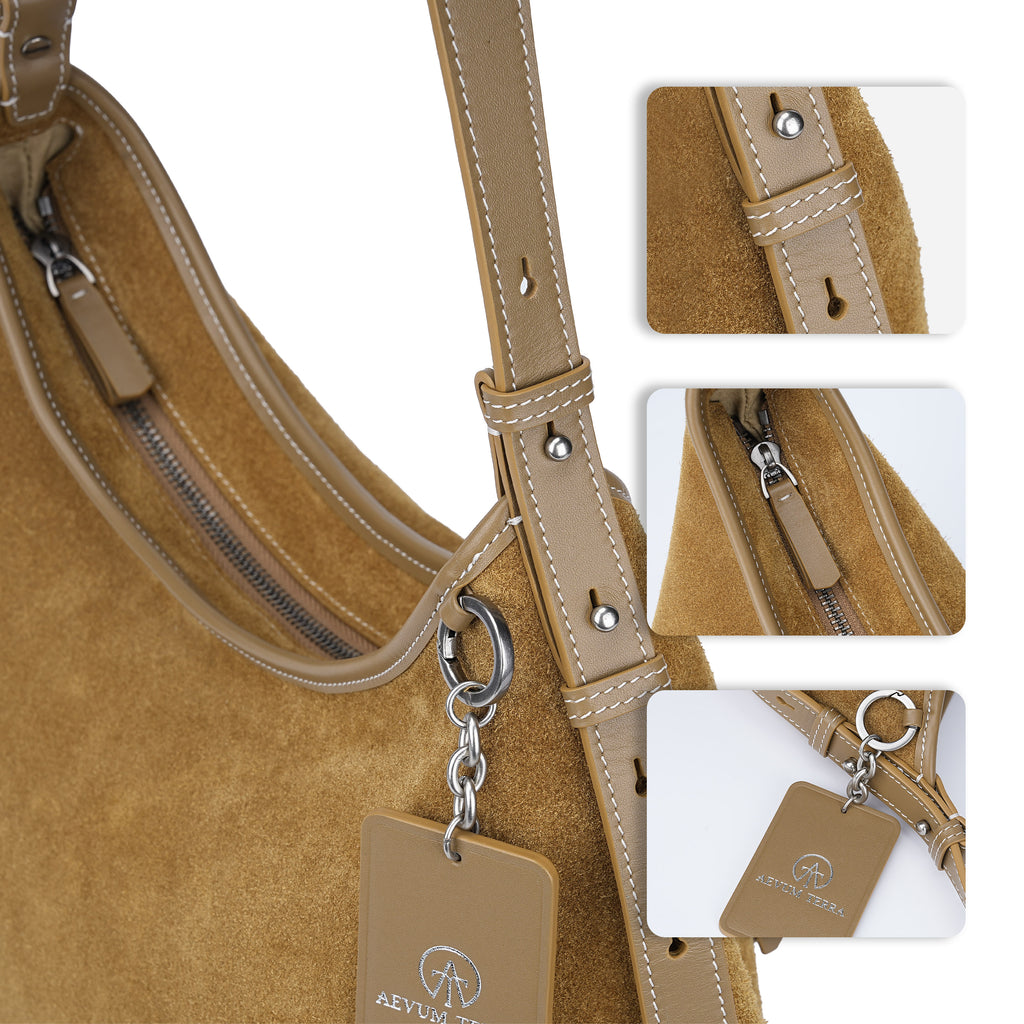 Suede Cut-Out Handle Tote Bag