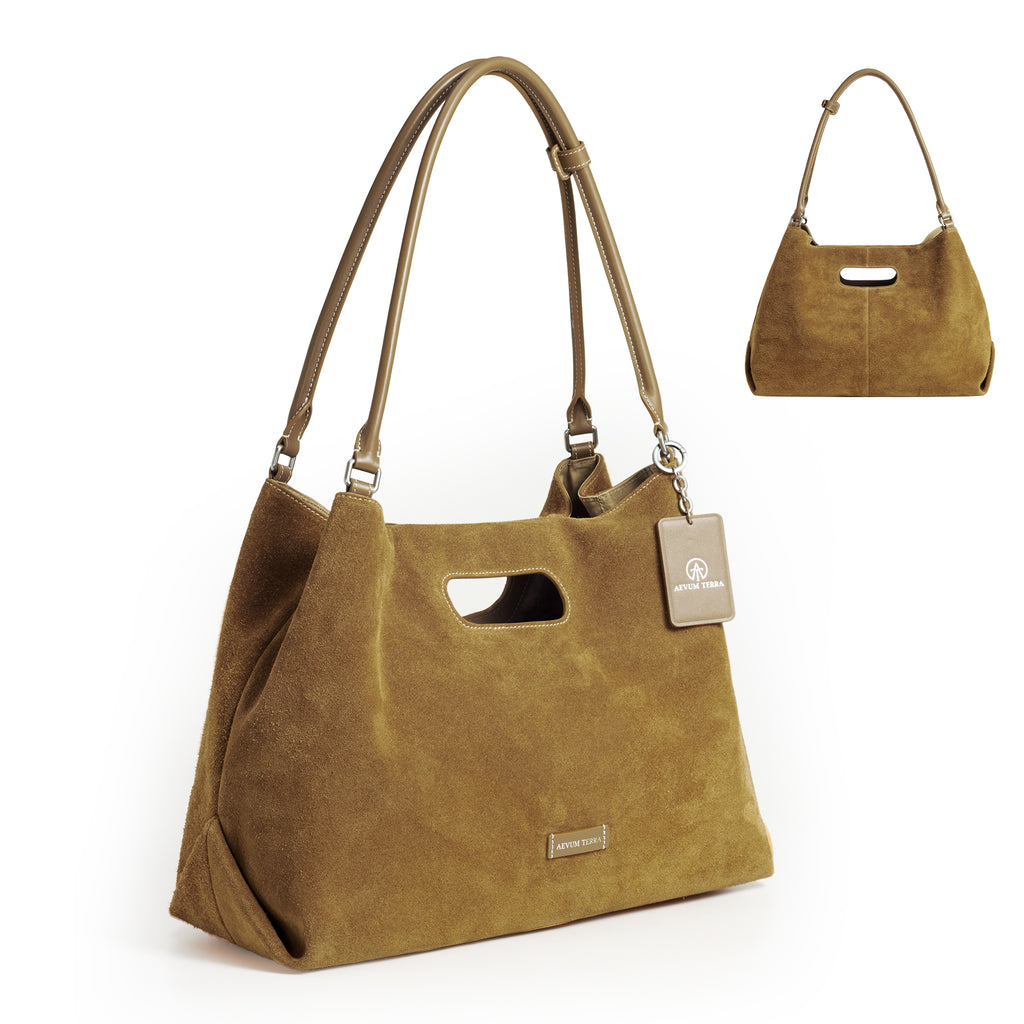 Suede Cut-Out Handle Tote Bag-2