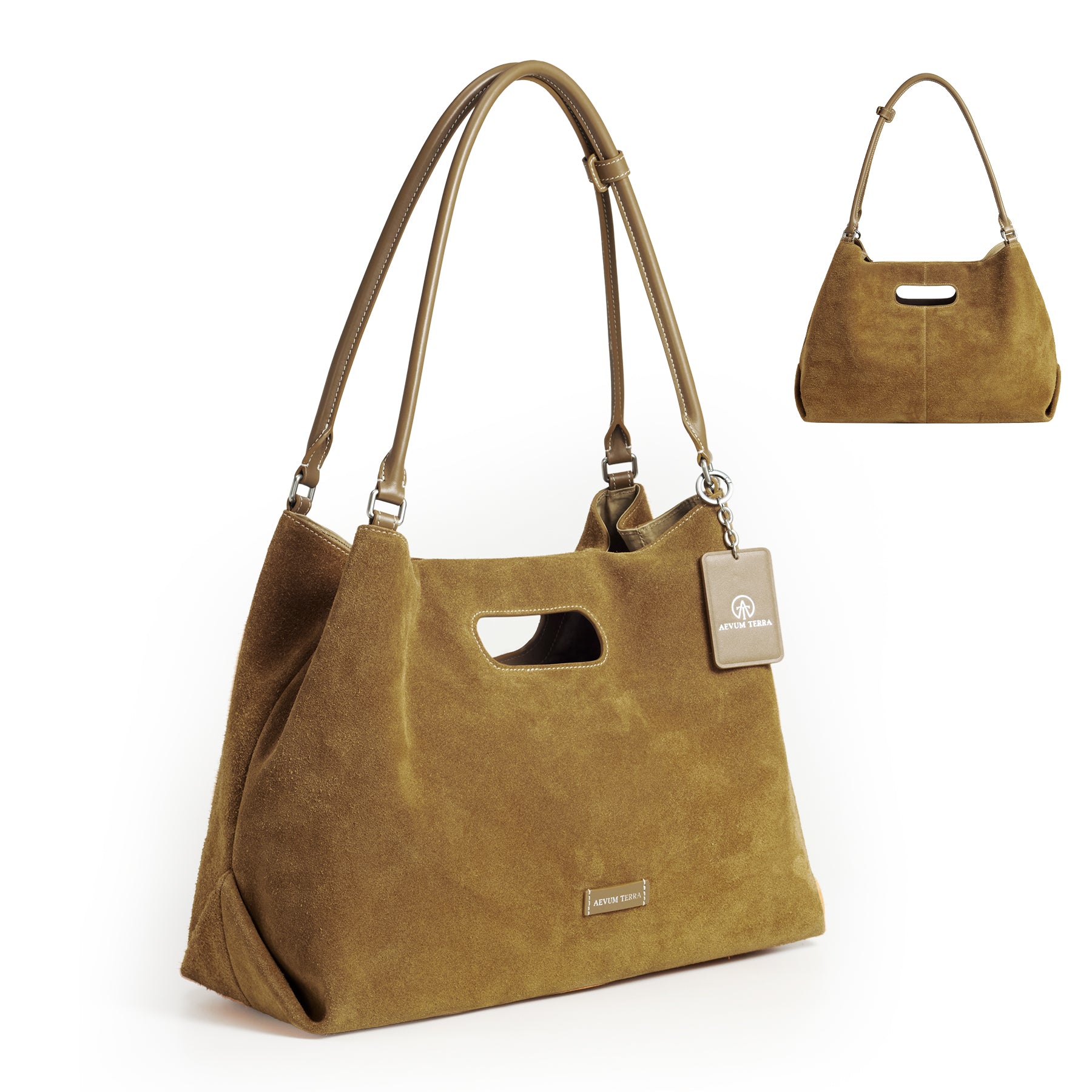 Suede Cut-Out Handle Tote Bag-2