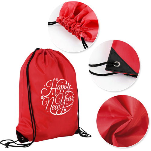 100 Packed Polyester Drawstring Backpack
